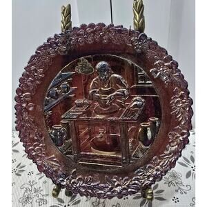 Fenton Iridescent Glass Collector Plate 1977“The Potter”(American Craftsmen #8)